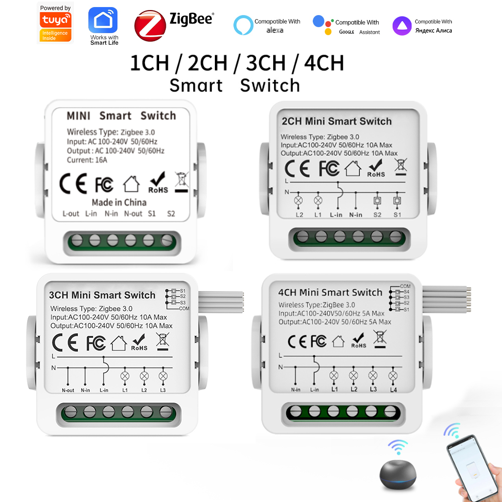 Tuya 4 Channel - Interruptor Inteligente Tuya Zigbee 3.0 de