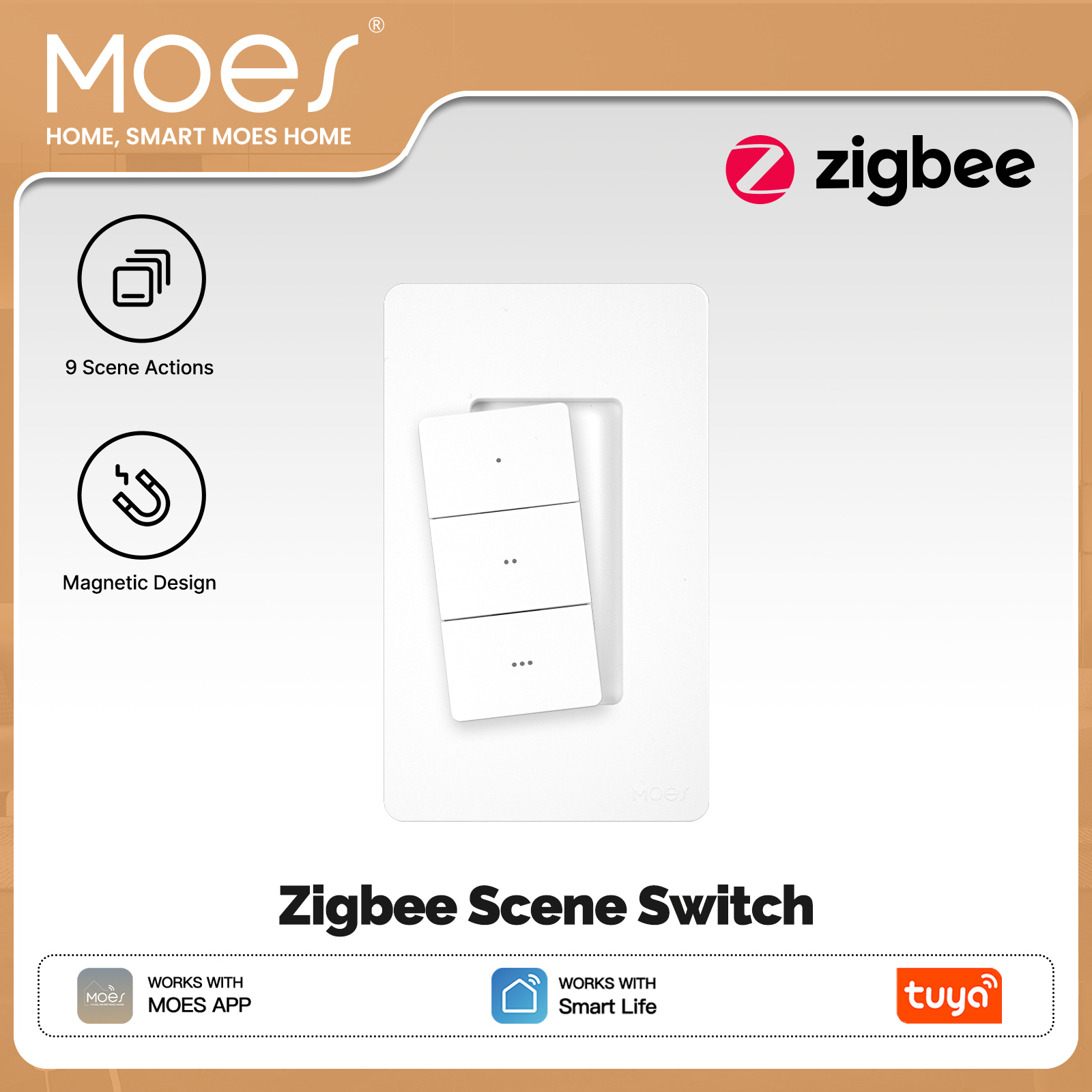 Smart Relay Tuya - MOES Tuya Zigbee Interruptor de Cena